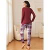 Ekouaer 2 Pack Womens Pajamas Set Long Sleeve Sleepwear Top and Jogger Pants Lounge Sets Cozy Pjs Loungewear S-XXL(Black Red Plaid+wine Plaid)