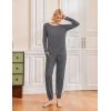 Ekouaer 2 Pack Womens Pajamas Set Long Sleeve Sleepwear Top and Jogger Pants Lounge Sets Cozy Pjs Loungewear S-XXL(Black+dark Gray)