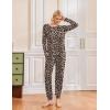 Ekouaer 2 Pack Womens Pajamas Set Long Sleeve Sleepwear Top and Jogger Pants Lounge Sets Cozy Pjs Loungewear S-XXL(Black+leopard)