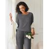 Ekouaer 2 Pack Womens Pajamas Set Long Sleeve Sleepwear Top and Jogger Pants Lounge Sets Cozy Pjs Loungewear S-XXL(Dark Gray+grayish Purple)
