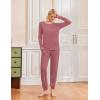 Ekouaer 2 Pack Womens Pajamas Set Long Sleeve Sleepwear Top and Jogger Pants Lounge Sets Cozy Pjs Loungewear S-XXL(Dark Gray+grayish Purple)