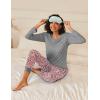 Ekouaer 2 Pack Womens Pajamas Set Long Sleeve Sleepwear Top and Jogger Pants Lounge Sets Cozy Pjs Loungewear S-XXL(Grey Pink Leopard+light Blue Paisley)