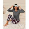 Ekouaer 2 Pack Womens Pajamas Set Long Sleeve Sleepwear Top and Jogger Pants Lounge Sets Cozy Pjs Loungewear S-XXL(Light Grey Stars+navy Plaid)