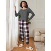 Ekouaer 2 Pack Womens Pajamas Set Long Sleeve Sleepwear Top and Jogger Pants Lounge Sets Cozy Pjs Loungewear S-XXL(Light Grey Stars+navy Plaid)