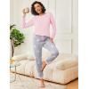 Ekouaer 2 Pack Womens Pajamas Set Long Sleeve Sleepwear Top and Jogger Pants Lounge Sets Cozy Pjs Loungewear S-XXL(Light Grey Stars+navy Plaid)