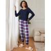 Ekouaer 2 Pack Womens Pajamas Set Long Sleeve Sleepwear Top and Jogger Pants Lounge Sets Cozy Pjs Loungewear S-XXL(Navy Plaid+wine Plaid)