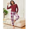 Ekouaer 2 Pack Womens Pajamas Set Long Sleeve Sleepwear Top and Jogger Pants Lounge Sets Cozy Pjs Loungewear S-XXL(Navy Plaid+wine Plaid)