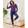 Ekouaer 2 Pack Womens Pajamas Set Long Sleeve Sleepwear Top and Jogger Pants Lounge Sets Cozy Pjs Loungewear S-XXL(Purple Dots+black Stars)