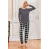Ekouaer 2 Pack Womens Pajamas Set Long Sleeve Sleepwear Top and Jogger Pants Lounge Sets Cozy Pjs Loungewear S-XXL(Rose Plaid+black Plaid)