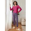 Ekouaer 2 Pack Womens Pajamas Set Long Sleeve Sleepwear Top and Jogger Pants Lounge Sets Cozy Pjs Loungewear S-XXL(Rose Plaid+black Plaid)