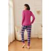 Ekouaer 2 Pack Womens Pajamas Set Long Sleeve Sleepwear Top and Jogger Pants Lounge Sets Cozy Pjs Loungewear S-XXL(Rose Plaid+black Plaid)