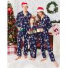 Ekouaer Christmas Family Matching Pajamas Long Sleeve Button Down Pj Set Festival Party Sleepwear(Christmas Navy)