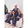 Ekouaer Christmas Family Matching Pajamas Long Sleeve Button Down Pj Set Festival Party Sleepwear(Christmas Navy)