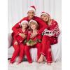 Ekouaer Christmas Family Matching Pajamas Long Sleeve Button Down Pj Set Festival Party Sleepwear(Christmas Red)
