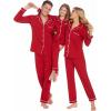 Ekouaer Christmas Family Matching Pajamas Long Sleeve Button Down Pj Set Festival Party Sleepwear(Christmas Red)