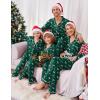 Ekouaer Christmas Family Matching Pajamas Long Sleeve Button Down Pj Set Festival Party Sleepwear(Dark Green/Cute Pattern)