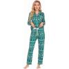 Ekouaer Christmas Family Matching Pajamas Long Sleeve Button Down Pj Set Festival Party Sleepwear(Dark Green/Snowflake)