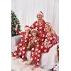 Ekouaer Christmas Family Matching Pajamas Long Sleeve Button Down Pj Set Festival Party Sleepwear(Deep Red Santa Claus)
