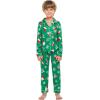 Ekouaer Christmas Family Matching Pajamas Long Sleeve Button Down Pj Set Festival Party Sleepwear(Green/Santa Claus)