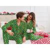 Ekouaer Christmas Family Matching Pajamas Long Sleeve Button Down Pj Set Festival Party Sleepwear(Green/Suagr)