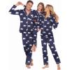 Ekouaer Christmas Family Matching Pajamas Long Sleeve Button Down Pj Set Festival Party Sleepwear(Navy Blue/Bear)