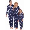 Ekouaer Christmas Family Matching Pajamas Long Sleeve Button Down Pj Set Festival Party Sleepwear(Navy Blue/Bear)
