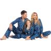 Ekouaer Christmas Family Matching Pajamas Long Sleeve Button Down Pj Set Festival Party Sleepwear(Navy Blue/Xmas Tree)