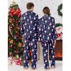 Ekouaer Christmas Family Matching Pajamas Long Sleeve Button Down Pj Set Festival Party Sleepwear(Navy Snowman)
