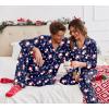 Ekouaer Christmas Family Matching Pajamas Long Sleeve Button Down Pj Set Festival Party Sleepwear(Navy Snowman)