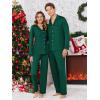 Ekouaer Christmas Family Matching Pajamas Long Sleeve Button Down Pj Set Festival Party Sleepwear(Solid-deep Green)
