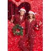 Ekouaer Christmas Family Matching Pajamas Long Sleeve Button Down Pj Set Festival Party Sleepwear(Solid-wine Red)