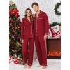Ekouaer Christmas Family Matching Pajamas Long Sleeve Button Down Pj Set Festival Party Sleepwear(Solid-wine Red)