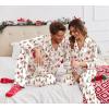 Ekouaer Christmas Family Matching Pajamas Long Sleeve Button Down Pj Set Festival Party Sleepwear(White/Christmas Elements)