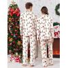 Ekouaer Christmas Family Matching Pajamas Long Sleeve Button Down Pj Set Festival Party Sleepwear(White/Christmas Elements)
