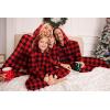Ekouaer Christmas Matching Family Onesie Pajamas Hoodie One Piece Pajamas Zipper Thermal Sleepwear with Pockets(Family Christmas Buffalo Plaid Print)