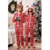 Ekouaer Christmas Matching Family Onesie Pajamas Hoodie One Piece Pajamas Zipper Thermal Sleepwear with Pockets(Family Red Reindeer Print)
