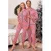 Ekouaer Christmas Matching Family Onesie Pajamas Hoodie One Piece Pajamas Zipper Thermal Sleepwear with Pockets(Family Red Striped Print)