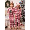 Ekouaer Christmas Matching Family Onesie Pajamas Hoodie One Piece Pajamas Zipper Thermal Sleepwear with Pockets(Family Red Striped Print)
