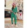 Ekouaer Christmas Matching Onesie for Couples Fleece Hoodie One Piece Zipper Pajamas with Pockets S-XXL(Green Snowflake)