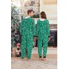 Ekouaer Christmas Matching Onesie for Couples Fleece Hoodie One Piece Zipper Pajamas with Pockets S-XXL(Green Snowflake)