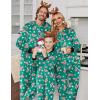 Ekouaer Christmas Onesie Matching Family Fleece Hooded One Piece Zipper Long Sleeve Pajamas with Pockets S-XXL(Christmas Green)
