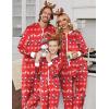 Ekouaer Christmas Onesie Matching Family Fleece Hooded One Piece Zipper Long Sleeve Pajamas with Pockets S-XXL(Christmas Red)