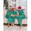 Ekouaer Christmas Onesie Matching Family Fleece Hooded One Piece Zipper Long Sleeve Pajamas with Pockets S-XXL(Green Snowflake)