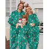 Ekouaer Christmas Onesie Matching Family Fleece Hooded One Piece Zipper Long Sleeve Pajamas with Pockets S-XXL(Green Snowflake)