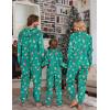 Ekouaer Christmas Onesie Matching Family Fleece Hooded One Piece Zipper Long Sleeve Pajamas with Pockets S-XXL(Green Snowflake)