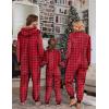 Ekouaer Christmas Onesie Matching Family Fleece Hooded One Piece Zipper Long Sleeve Pajamas with Pockets S-XXL(Red Plaid)