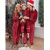 Ekouaer Christmas Onesie Matching Family Fleece Hooded One Piece Zipper Long Sleeve Pajamas with Pockets S-XXL(Red Plaid)