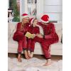 Ekouaer Christmas Onesie Matching Family Fleece Hooded One Piece Zipper Long Sleeve Pajamas with Pockets S-XXL(Red Plaid)