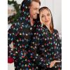 Ekouaer Christmas Onesie for Couples Zipper Hooded Adult Matching Onesie Pajamas with Pockets(Christmas Light)