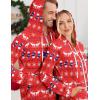 Ekouaer Christmas Onesie for Couples Zipper Hooded Adult Matching Onesie Pajamas with Pockets(Elk Snowflake)